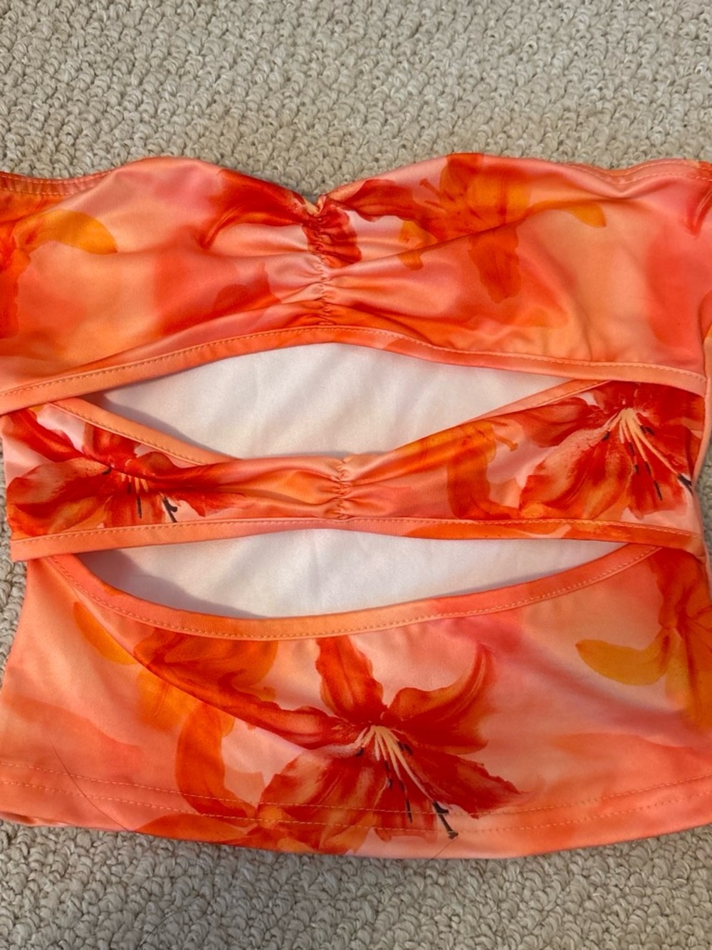 Garage Orange Floral Strapless Crop Bandeau Top